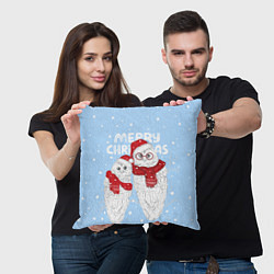 Подушка квадратная С Рождеством! Совы, цвет: 3D-принт — фото 2