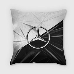 Подушка квадратная MERCEDES-BENZ МЕРСЕДЕС-БЕНЗ BLACK AND WHITE, цвет: 3D-принт