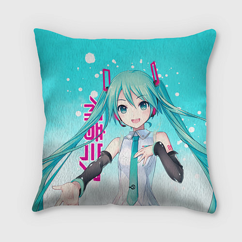 Подушка квадратная Hatsune Miku, Мику Хацунэ / 3D-принт – фото 1