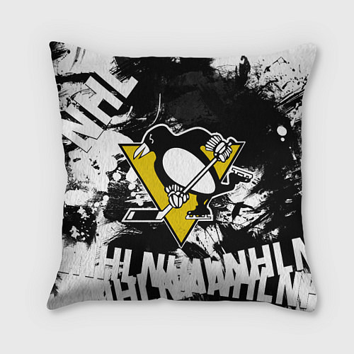 Подушка квадратная Питтсбург Пингвинз Pittsburgh Penguins / 3D-принт – фото 1