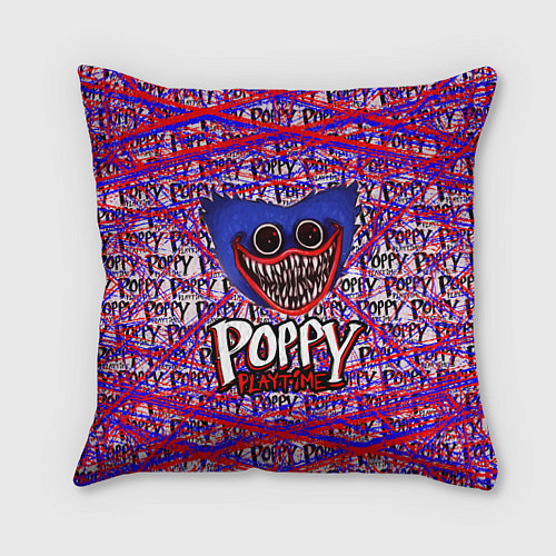 Подушка квадратная Huggy Wuggy: Poppy Pattern / 3D-принт – фото 1