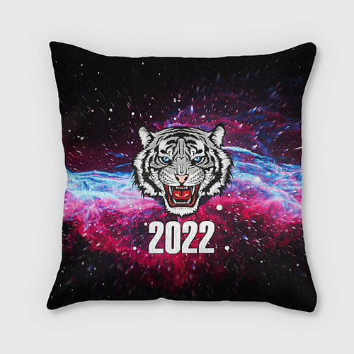 Подушка квадратная ЧЁРНЫЙ ТИГР НОВЫЙ ГОД 2022 GRAY TIGER NEW YEAR / 3D-принт – фото 1