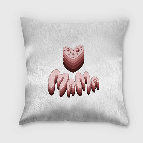 Подушка квадратная Объемное розовое сердце с бусинами и объемной розо / 3D-принт – фото 1