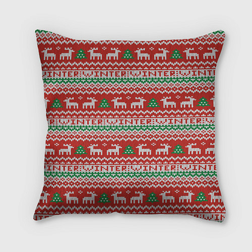 Подушка квадратная Deer Christmas Pattern / 3D-принт – фото 1