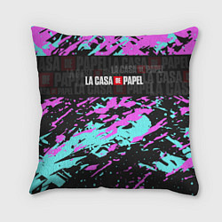 Подушка квадратная La Casa de Papel Logo Надпись, цвет: 3D-принт