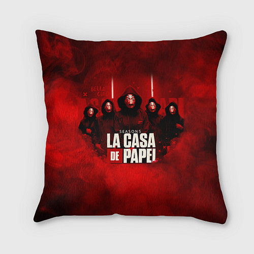 Подушка квадратная БУМАЖНЫЙ ДОМ - LA CASA DE PAPEL - BELLA CIAO / 3D-принт – фото 1