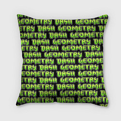 Подушка квадратная Geometry Dash: Green Pattern Logo