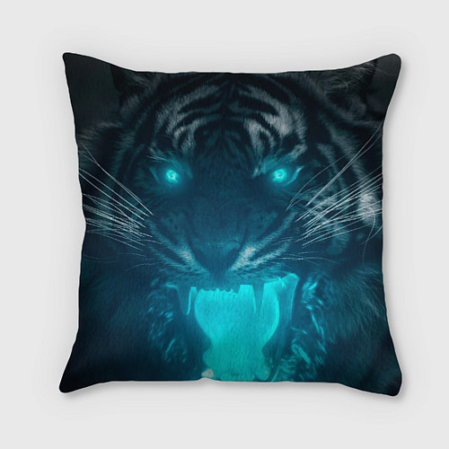 Подушка квадратная Неоновый водяной тигр 2022 / 3D-принт – фото 1