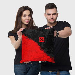 Подушка квадратная DOTA 2 RED LOGO, БРЫЗГИ КРАСОК, цвет: 3D-принт — фото 2