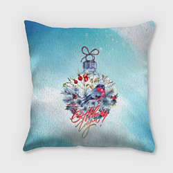Подушка квадратная Снегири!, цвет: 3D-принт