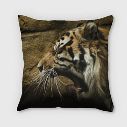 Подушка квадратная Зевающий тигр, цвет: 3D-принт