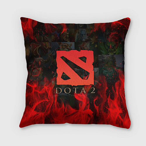 Подушка квадратная DOTA 2 ЛОГО В ОГНЕ, ПЕРСОНАЖИ / 3D-принт – фото 1