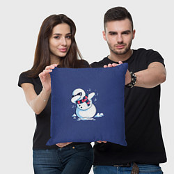 Подушка квадратная Dab Snowman in a scarf, цвет: 3D-принт — фото 2