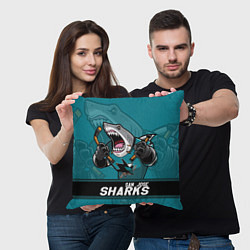 Подушка квадратная San Jose Sharks, Сан Хосе Шаркс, цвет: 3D-принт — фото 2