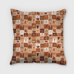 Подушка квадратная Кофейная Символика, цвет: 3D-принт