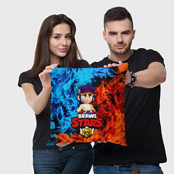 Подушка квадратная ФЭНГ БРАВЛ СТАРС FANG BRAWL STARS ОГОНЬ, цвет: 3D-принт — фото 2