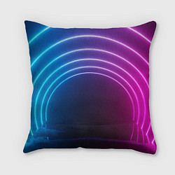 Подушка квадратная Арка неонового света full version, цвет: 3D-принт
