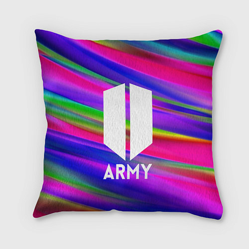 Подушка квадратная BTS ARMY RAIBOW / 3D-принт – фото 1