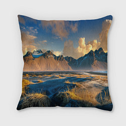 Подушка квадратная Красивый горный пейзаж, цвет: 3D-принт