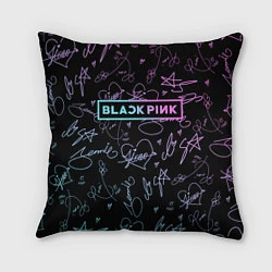 Подушка квадратная NEON BLACKPINK АВТОГРАФЫ