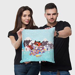 Подушка квадратная Тигренок 2022 в шарфе, цвет: 3D-принт — фото 2