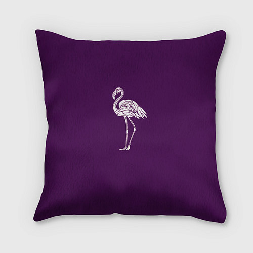 Подушка квадратная Фламинго в сиреневом / 3D-принт – фото 1