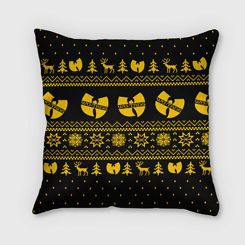 Подушка квадратная НОВОГОДНИЙ СВИТЕР WU TANG CLAN / 3D-принт – фото 1
