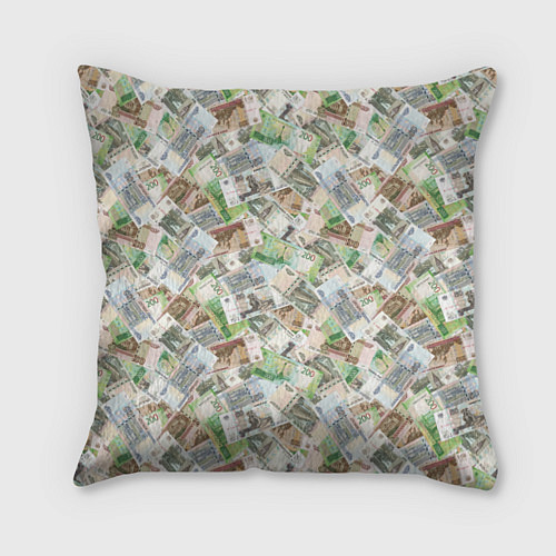 Подушка квадратная Деньги РФ Рубли / 3D-принт – фото 1