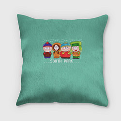 Подушка квадратная South Park - Южный парк Кенни, Кайл, Эрик и Стэн, цвет: 3D-принт