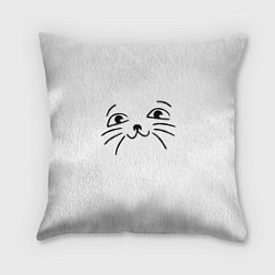 Подушка квадратная Милый котик на белом, цвет: 3D-принт