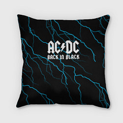 Подушка квадратная ACDC - Молнии, цвет: 3D-принт
