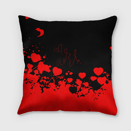 Подушка квадратная Adele Сердечки Автограф / 3D-принт – фото 1