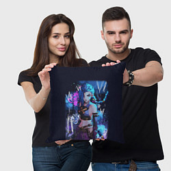 Подушка квадратная Аркейн - League Of Legends Джинкс, цвет: 3D-принт — фото 2