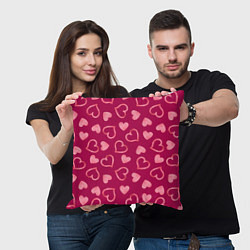 Подушка квадратная Паттерн сердечки, цвет: 3D-принт — фото 2
