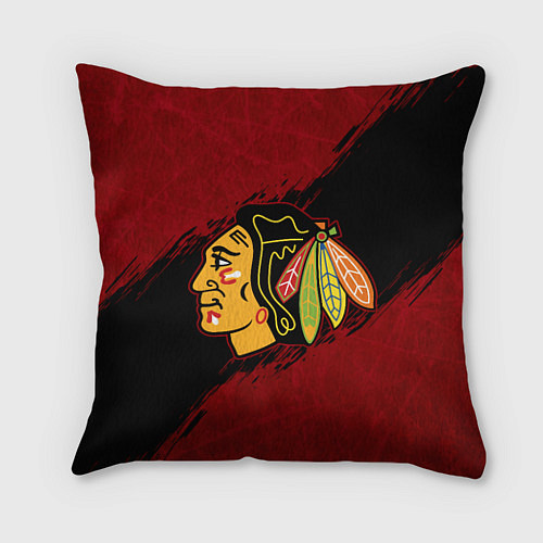 Подушка квадратная Chicago Blackhawks, Чикаго Блэкхокс / 3D-принт – фото 1