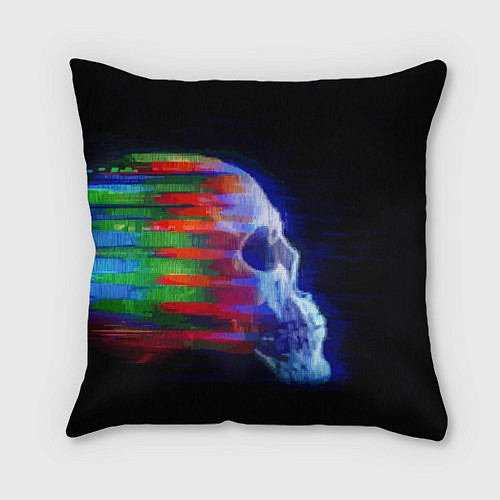 Подушка квадратная Color glitch skull / 3D-принт – фото 1