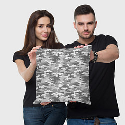 Подушка квадратная Серый Военный Камуфляж, цвет: 3D-принт — фото 2