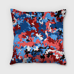 Подушка квадратная Красно-синий камуфляж, цвет: 3D-принт