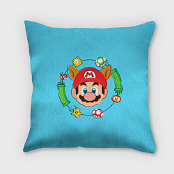 Подушка квадратная Марио с ушками, цвет: 3D-принт
