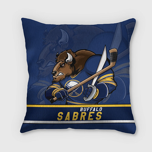 Подушка квадратная Баффало Сейберз, Buffalo Sabres / 3D-принт – фото 1