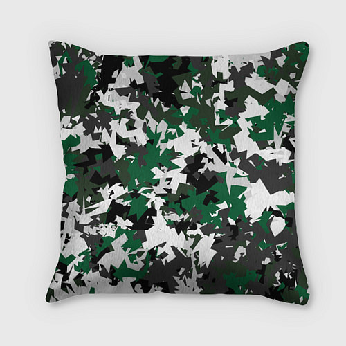 Подушка квадратная Зелено-черный камуфляж / 3D-принт – фото 1