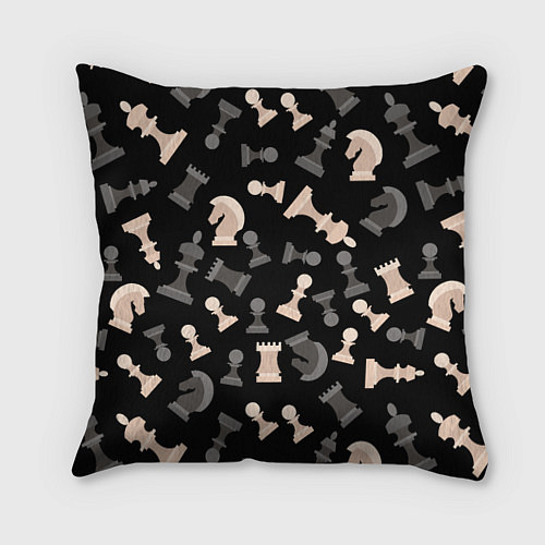 Подушка квадратная Белые и черные шахматные фигуры / 3D-принт – фото 1