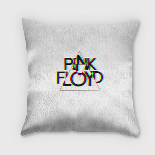 Подушка квадратная PINK FLOYD LOGO ПИНК ФЛОЙД ГЛИТЧ / 3D-принт – фото 1