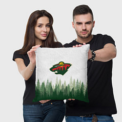 Подушка квадратная Minnesota Wild, Миннесота Уайлд Лес, цвет: 3D-принт — фото 2