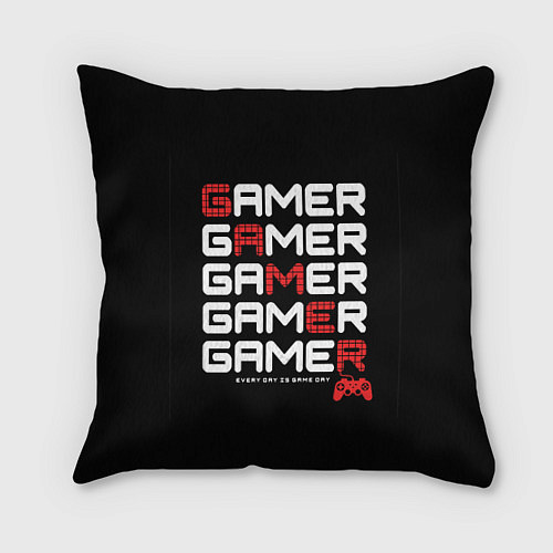 Подушка квадратная GAMER - GAMER - GAMER / 3D-принт – фото 1