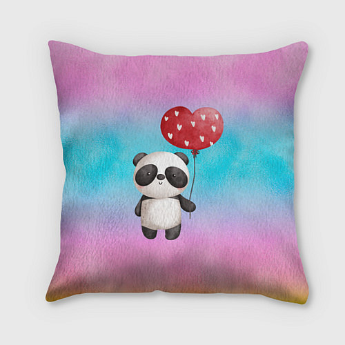 Подушка квадратная Маленькая панда с сердечком / 3D-принт – фото 1
