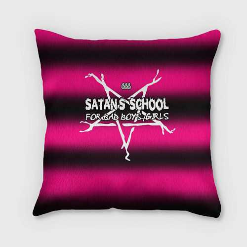 Подушка квадратная Satan school for bad boys and girls pink / 3D-принт – фото 1