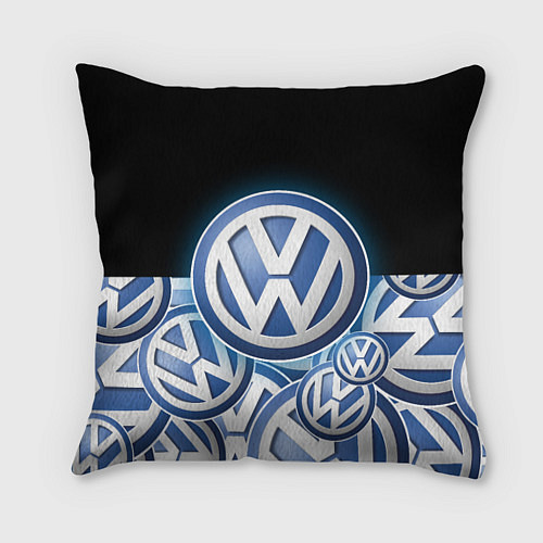 Подушка квадратная Volkswagen Большое лого паттерн / 3D-принт – фото 1
