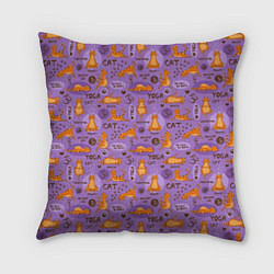 Подушка квадратная Кошачья Йога, цвет: 3D-принт