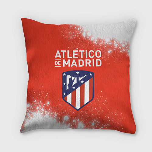 Подушка квадратная ATLETICO MADRID Брызги / 3D-принт – фото 1